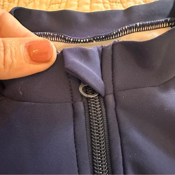 Navy Blue Orange One Piece Long Sleeve Swimsuit Small Modest Zip-up Surf Maui - Picture 6 of 12